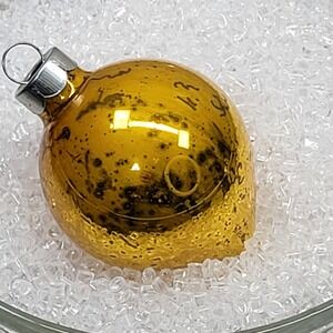 Tear Drop Golden Amber Mercury Glass Blown Christmas Tree‎ Ornament Speckled USA